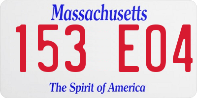 MA license plate 153EO4