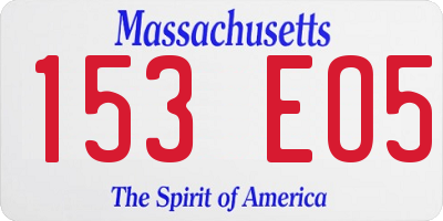 MA license plate 153EO5