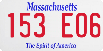 MA license plate 153EO6