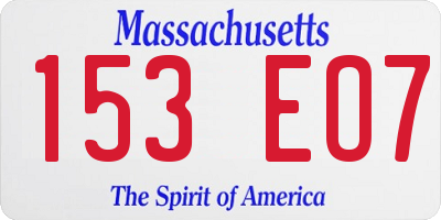 MA license plate 153EO7