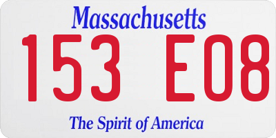 MA license plate 153EO8