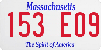 MA license plate 153EO9