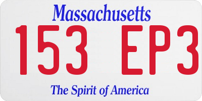 MA license plate 153EP3