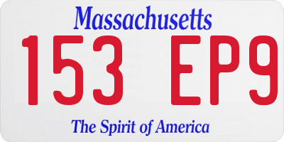 MA license plate 153EP9