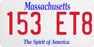 MA license plate 153ET8