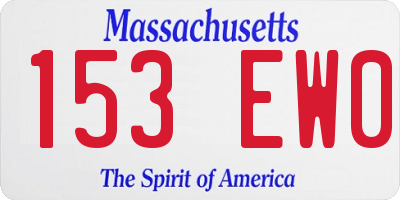 MA license plate 153EW0