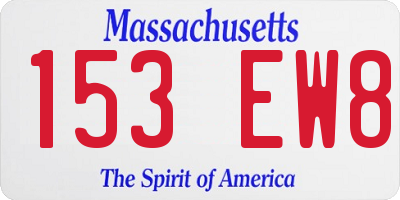 MA license plate 153EW8