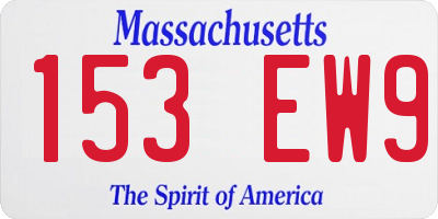 MA license plate 153EW9