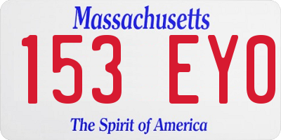 MA license plate 153EY0