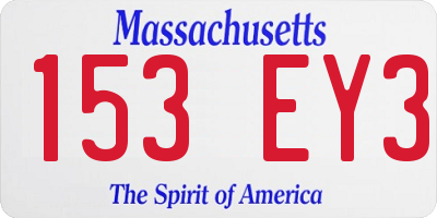 MA license plate 153EY3