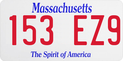 MA license plate 153EZ9