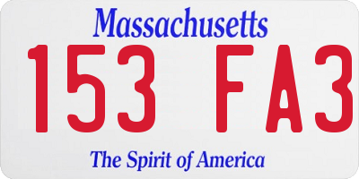 MA license plate 153FA3