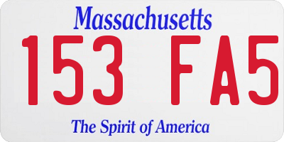MA license plate 153FA5