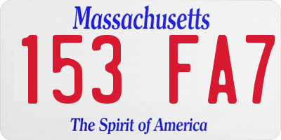 MA license plate 153FA7
