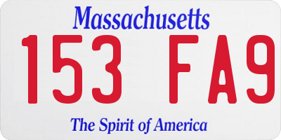MA license plate 153FA9