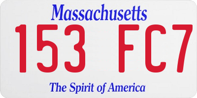 MA license plate 153FC7