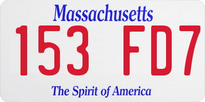MA license plate 153FD7