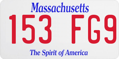 MA license plate 153FG9