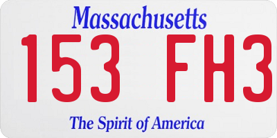 MA license plate 153FH3