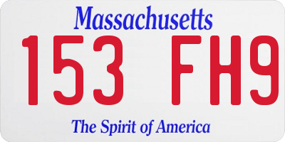 MA license plate 153FH9