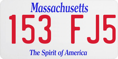 MA license plate 153FJ5