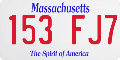 MA license plate 153FJ7