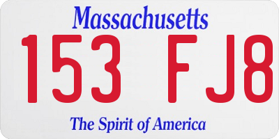 MA license plate 153FJ8