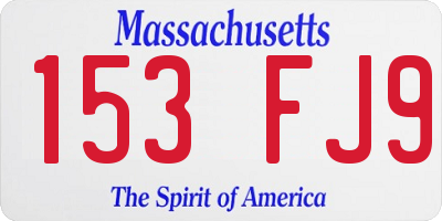 MA license plate 153FJ9