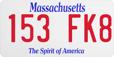 MA license plate 153FK8