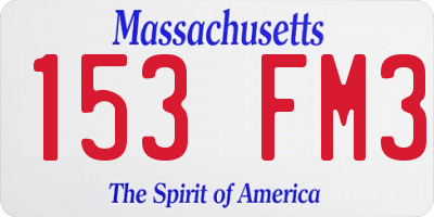 MA license plate 153FM3