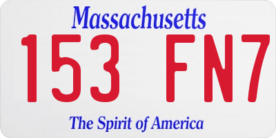 MA license plate 153FN7