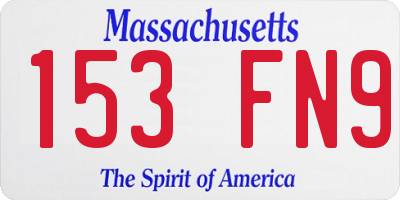 MA license plate 153FN9