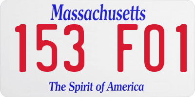 MA license plate 153FO1