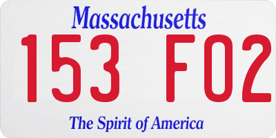 MA license plate 153FO2