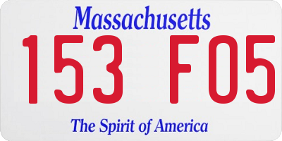 MA license plate 153FO5
