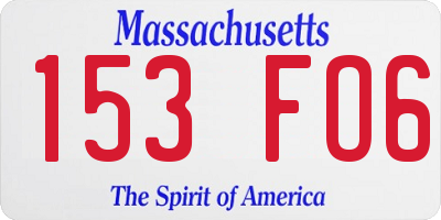 MA license plate 153FO6