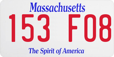 MA license plate 153FO8