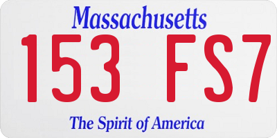 MA license plate 153FS7