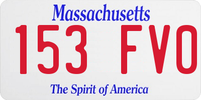 MA license plate 153FV0