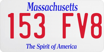 MA license plate 153FV8
