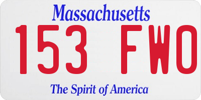 MA license plate 153FW0