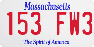 MA license plate 153FW3