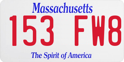 MA license plate 153FW8