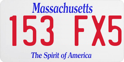 MA license plate 153FX5