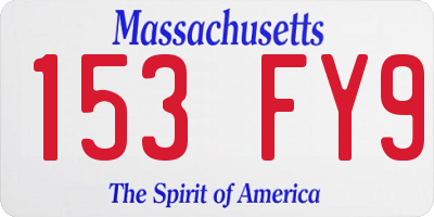 MA license plate 153FY9