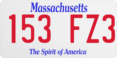 MA license plate 153FZ3