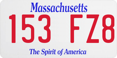 MA license plate 153FZ8