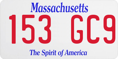 MA license plate 153GC9