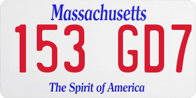 MA license plate 153GD7