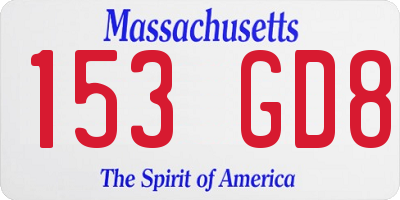 MA license plate 153GD8